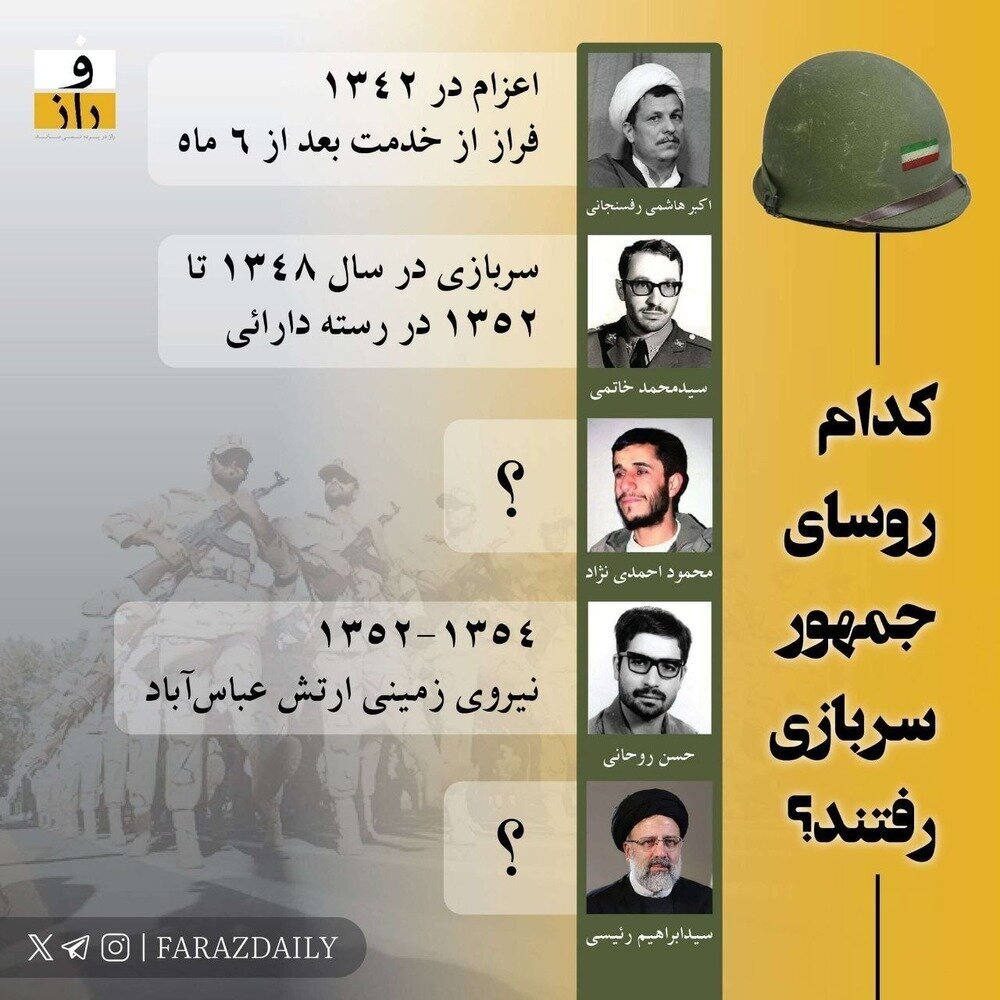 احمدی نژاد سربازی نرفته است؟ | اطلاعاتی جالب درباره سربازی هاشمی، خاتمی، روحانی و رئیسی