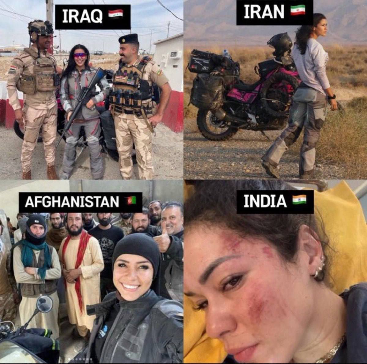 تصاویر وضعیت زن یک گردشگر خارجی در ایران، عراق و افغانستان | جلوی چشمان شوهرش مورد تجاوز ۷ هندی قرار گرفت!