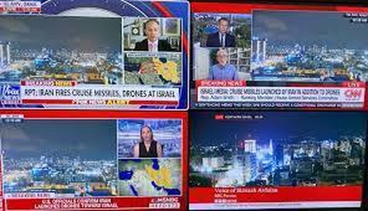 تصاویر پخش زنده CNN از رسیدن پهپادها و موشک‌های ایران به اسرائیل + ویدئو