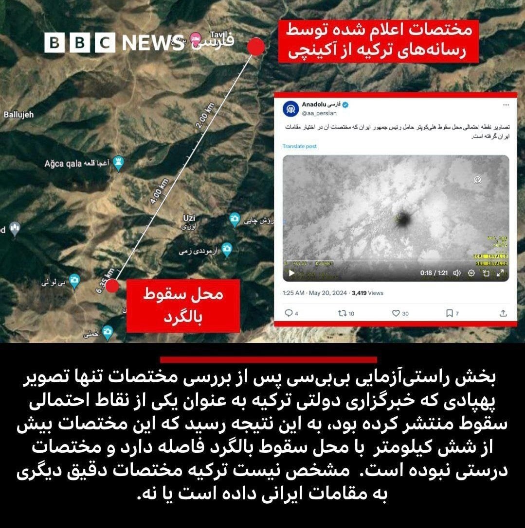 افشاگری مهم بی بی سی فارسی درباره پهپاد ترکیه‌ای در جستجوی بالگرد رئیسی